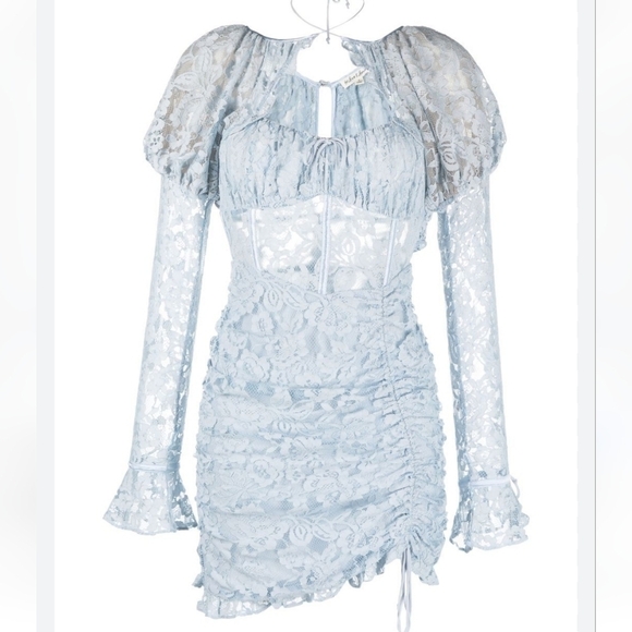 For Love And Lemons Dresses & Skirts - FOR Love And Lemons Victoria Blue Lace Mini Dress NWT